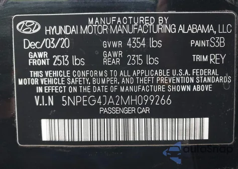 2021 Hyundai Sonata Se z USA, uszkodzony, nr VIN 5NPEG4JA2MH099266